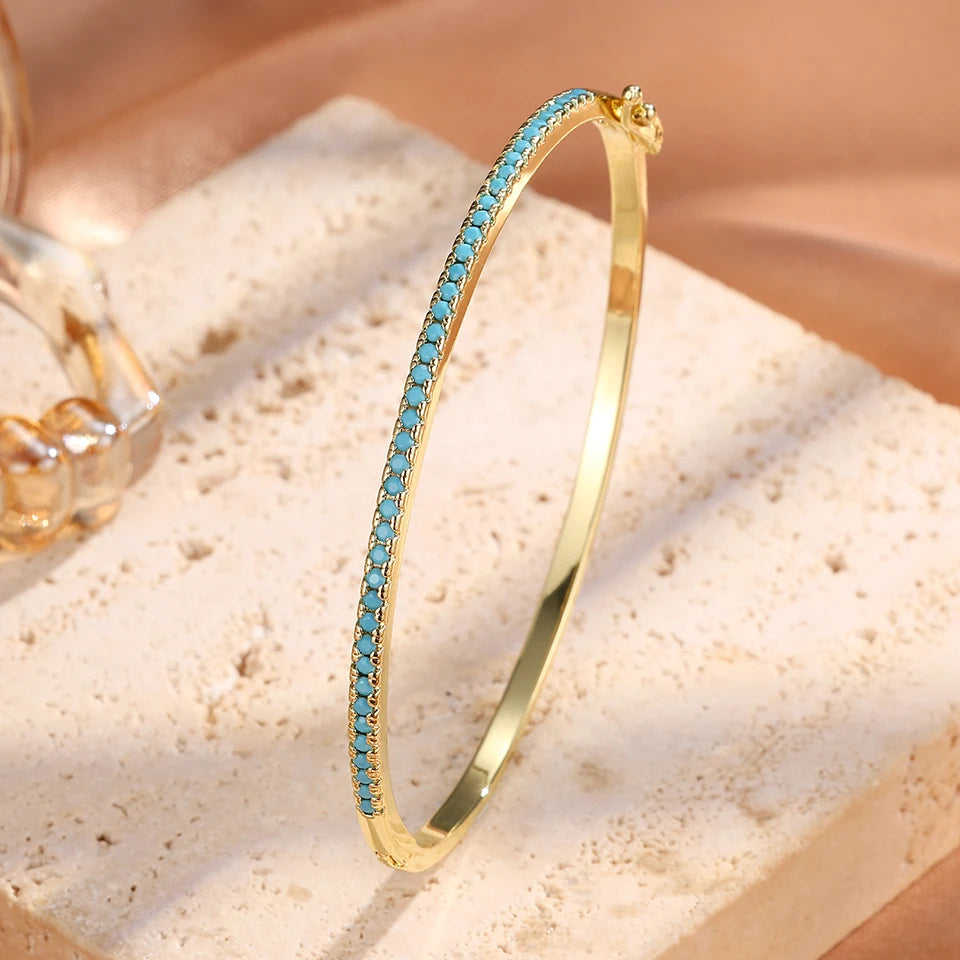 ZAKOL Luxury Zirconia Round Bangles For Women Girls Silver Color Metal Crystal Wristlet Jewelry Wedding Festival Trendy Gifts