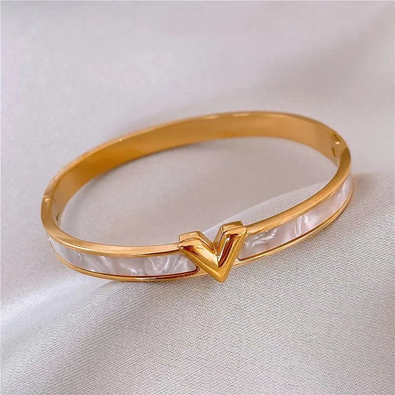 Stainless Steel Letter V Bangles&bracelets for Women