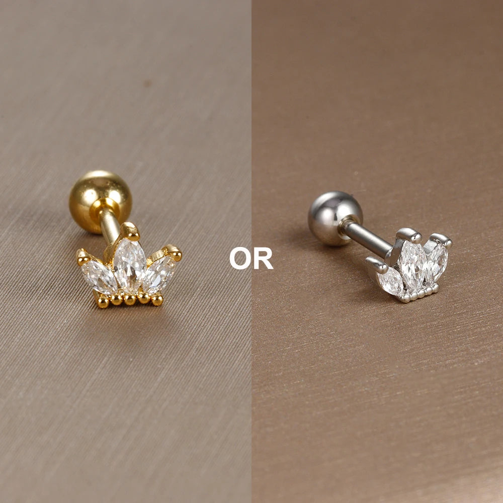 1PC  Stainless Steel Mini Zircon Cartilage Piercing Stud Earring