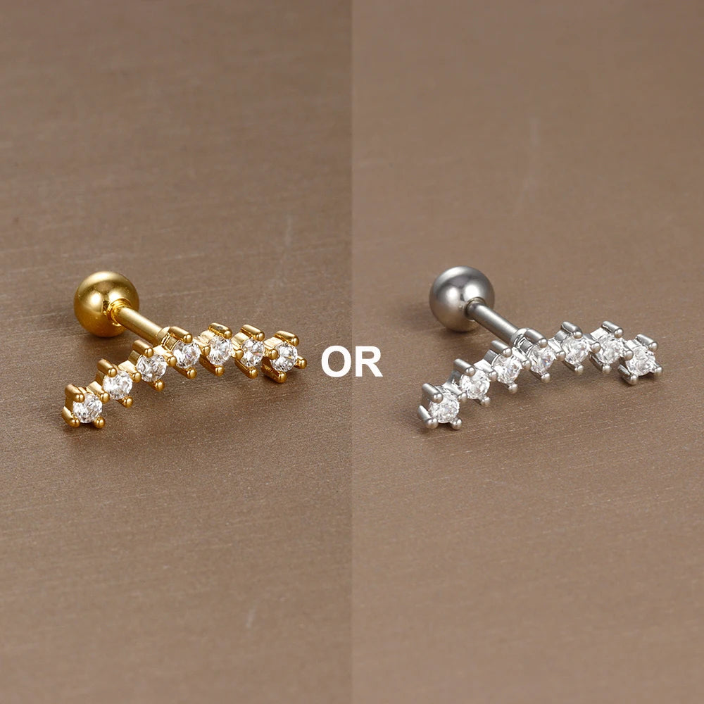 1PC  Stainless Steel Mini Zircon Cartilage Piercing Stud Earring