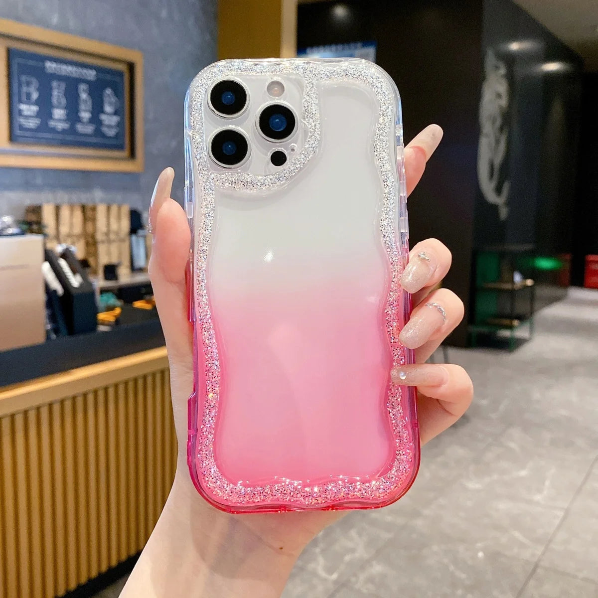 Cute Wave Glitter Border Soft Silicone Phone Case