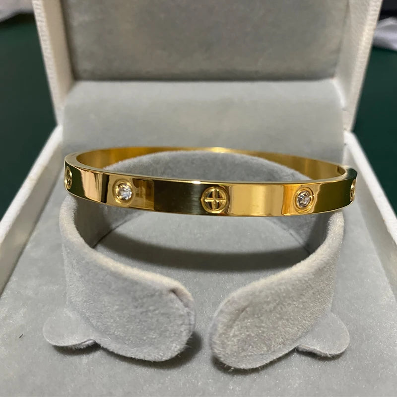 New Design Gold Color Zircon And Cross Nut Nail Bracelet & Bangleg
