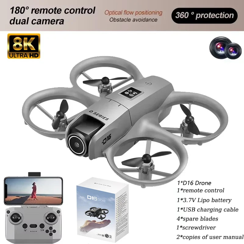 Drone With GPS Mini Optical Flow Obstacles Avoidance 8K Dual Camera 180°