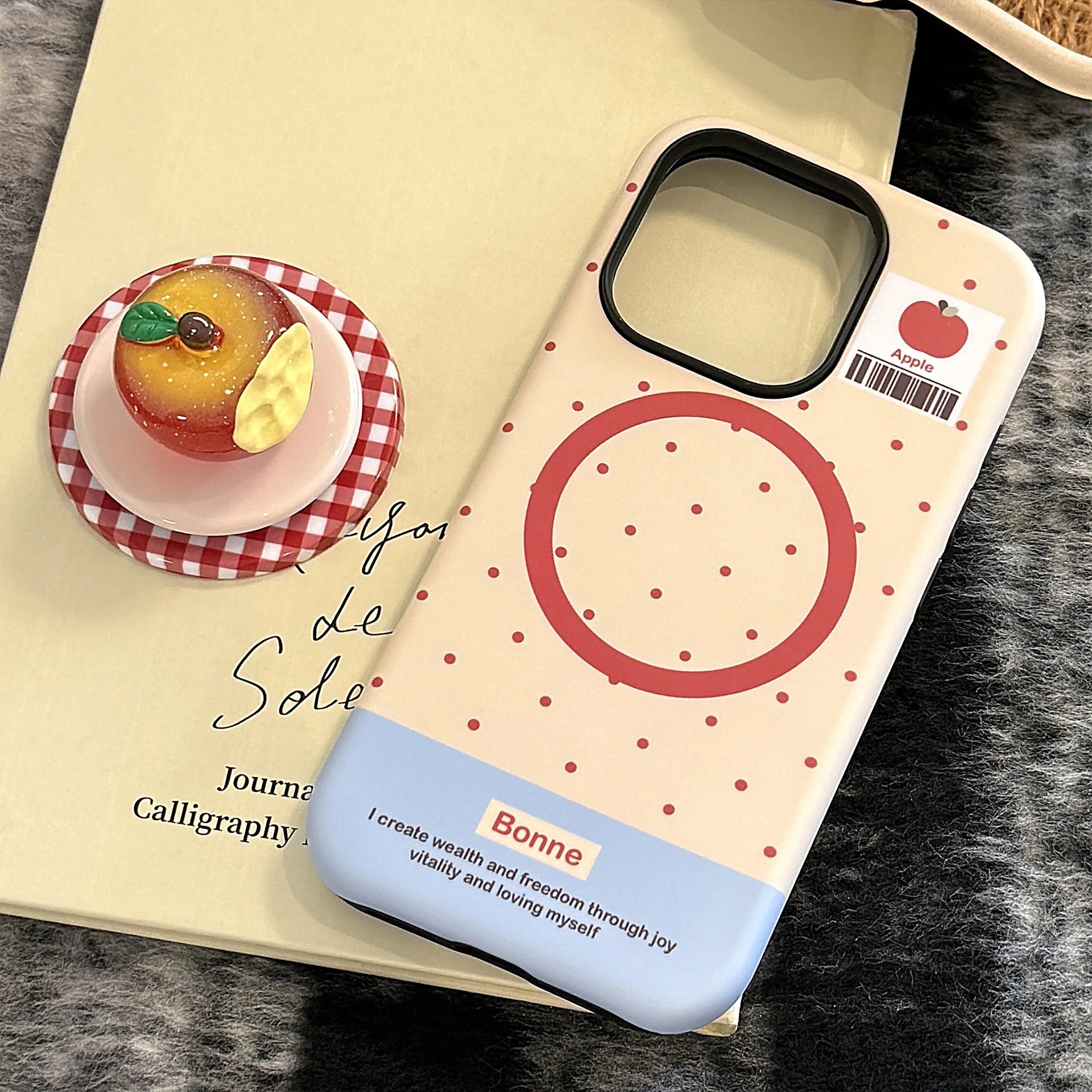 Polka Dots 3D Luminous Crystal Apple Lattice Bracket Magnetic