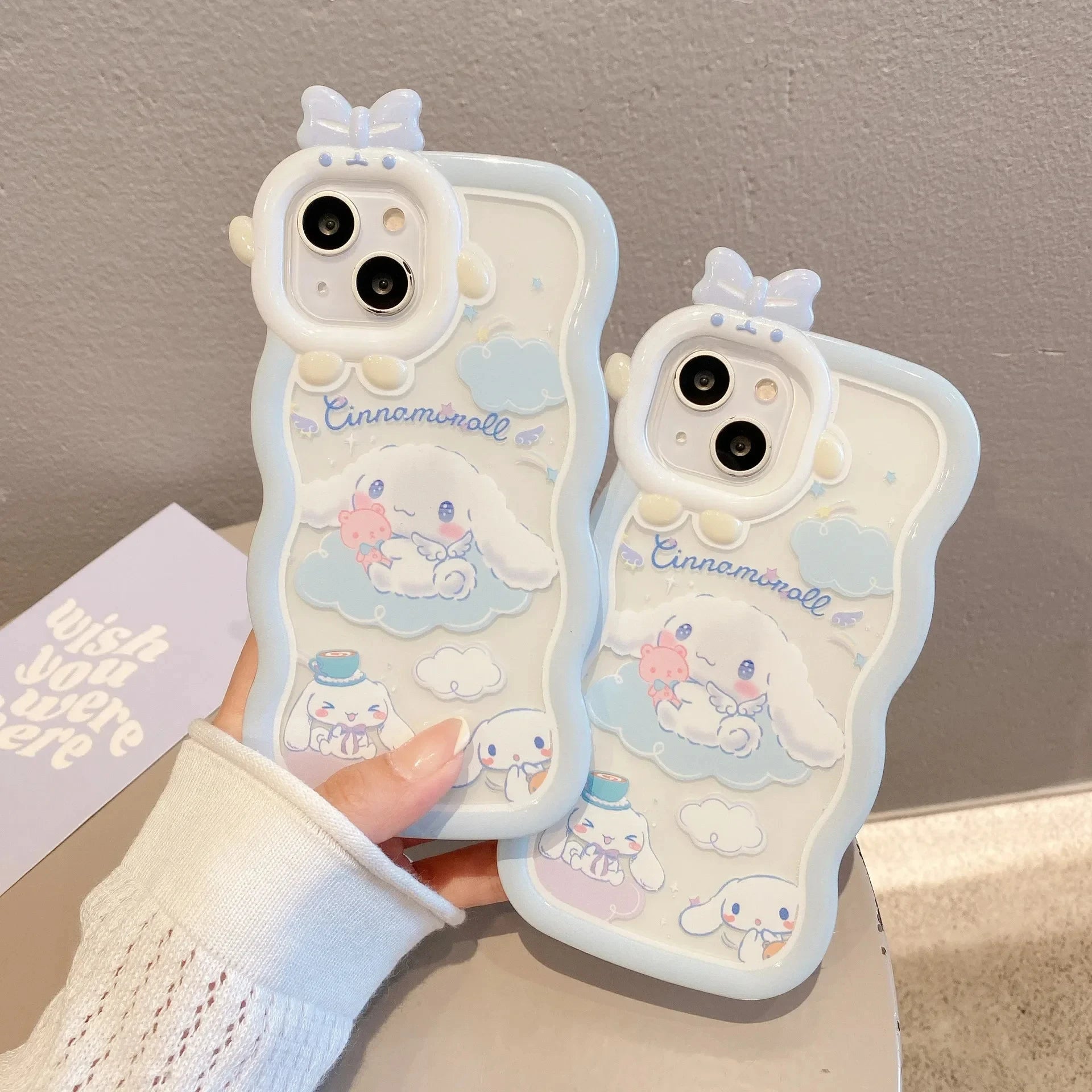 Kawaii Sanrio Cinnamoroll Phone Case For iPhone 16 15 14 13 12 Shell 11 Pro Max XR XS MAX X 7 8 Back Cover Y2k Girl Gift Coque
