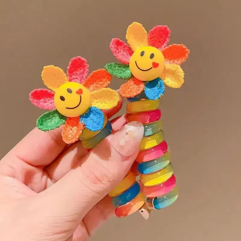 2Pcs Girls Elastic Rubber Bands Children Telephone Wire Hair
