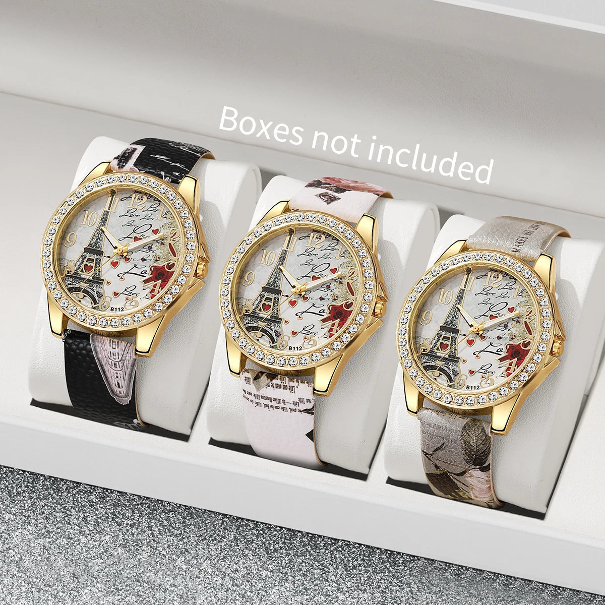 3/4/5PCS Fashion Rhinestone Women's Watch Flowers