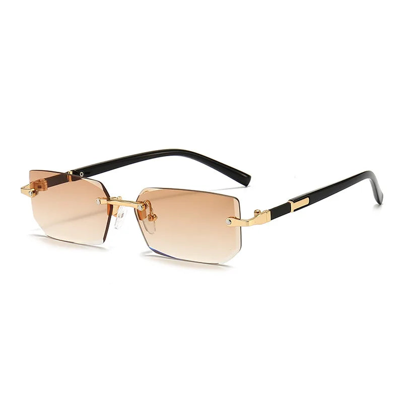 Rimless Sunglasses Rectangle Fashion Popular Women Men