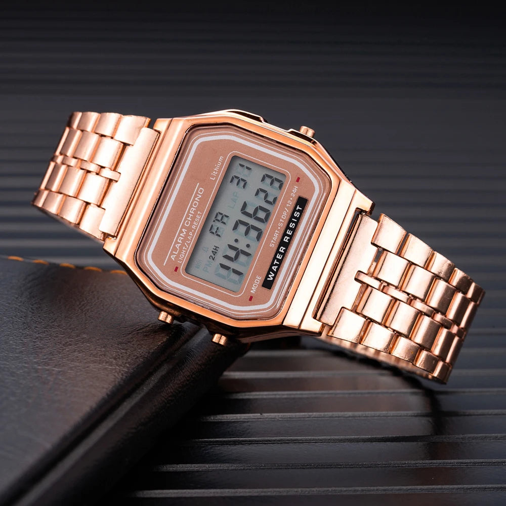 Digital Watches For Waterproof Bracelet Clock Gold