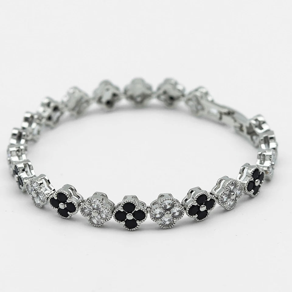 Luxury Brass Colorful Random Zircon Flowers Bracelets