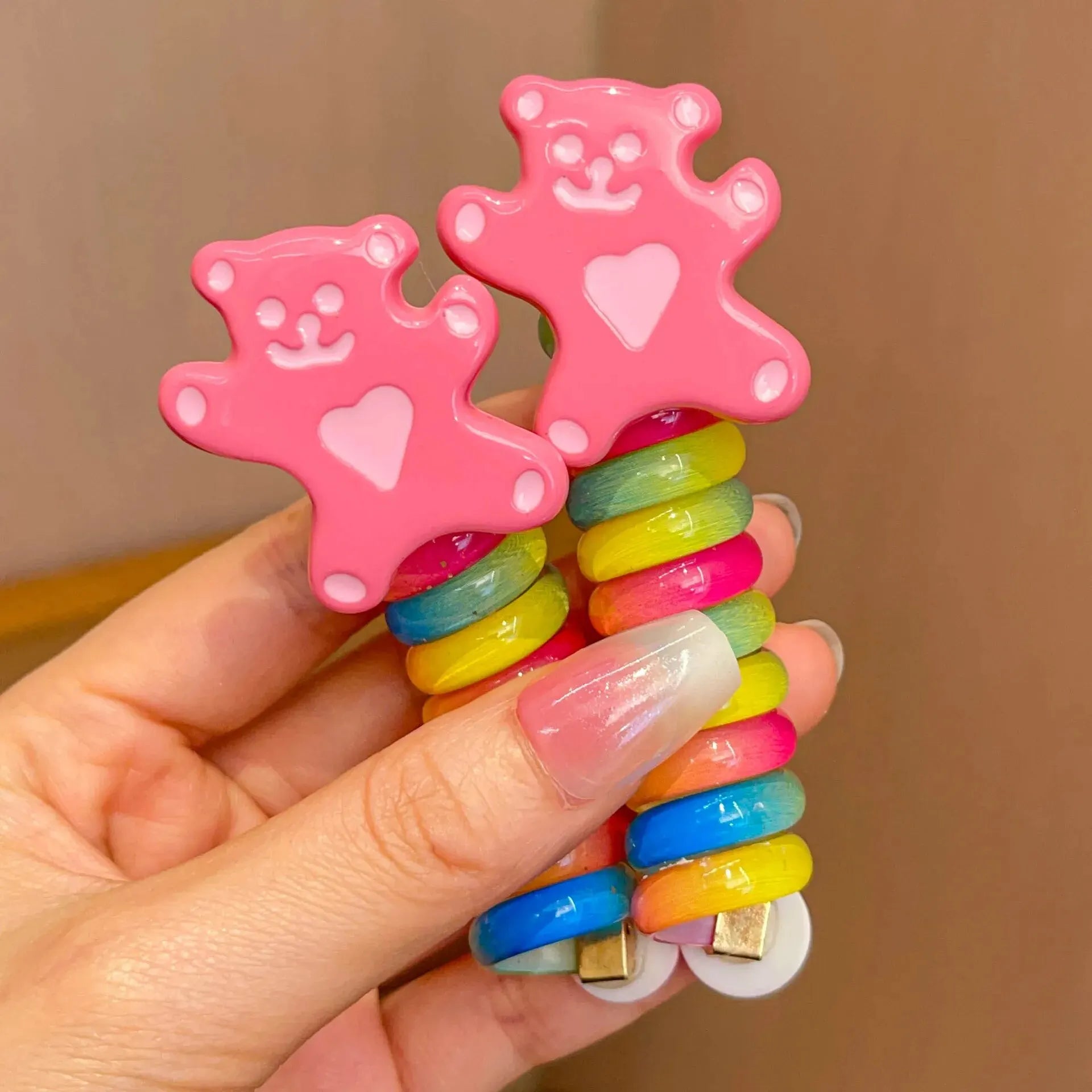 2Pcs Girls Elastic Rubber Bands Children Telephone Wire Hair