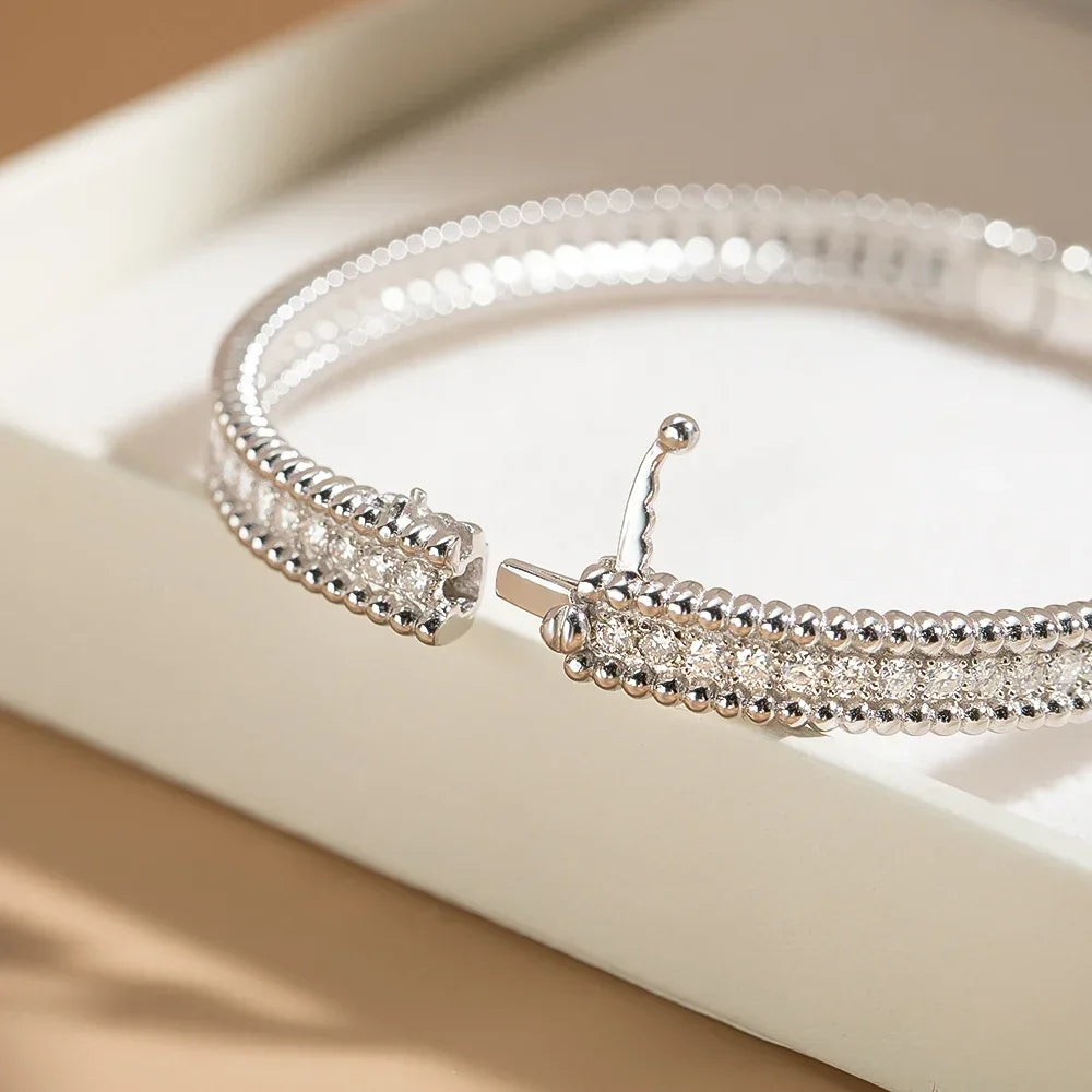 Bracelets with  Certified Sterling Silver Plated 18K Gold Luxury Fine Jewelry Bangle For Women