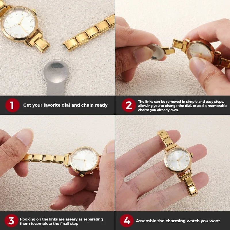 Men Women's Stainless Steel Round Simple Watch