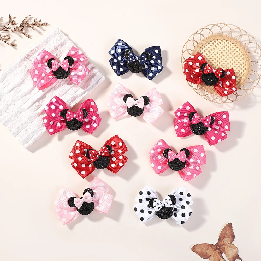 4Pcs/lot Baby Girl Lovely Polka Dot Bow Hair Clips