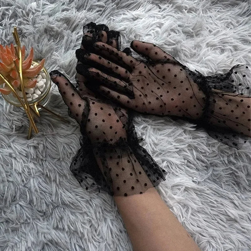 1pc Sexy Transparentes Dot Print Black White Mesh Tulle