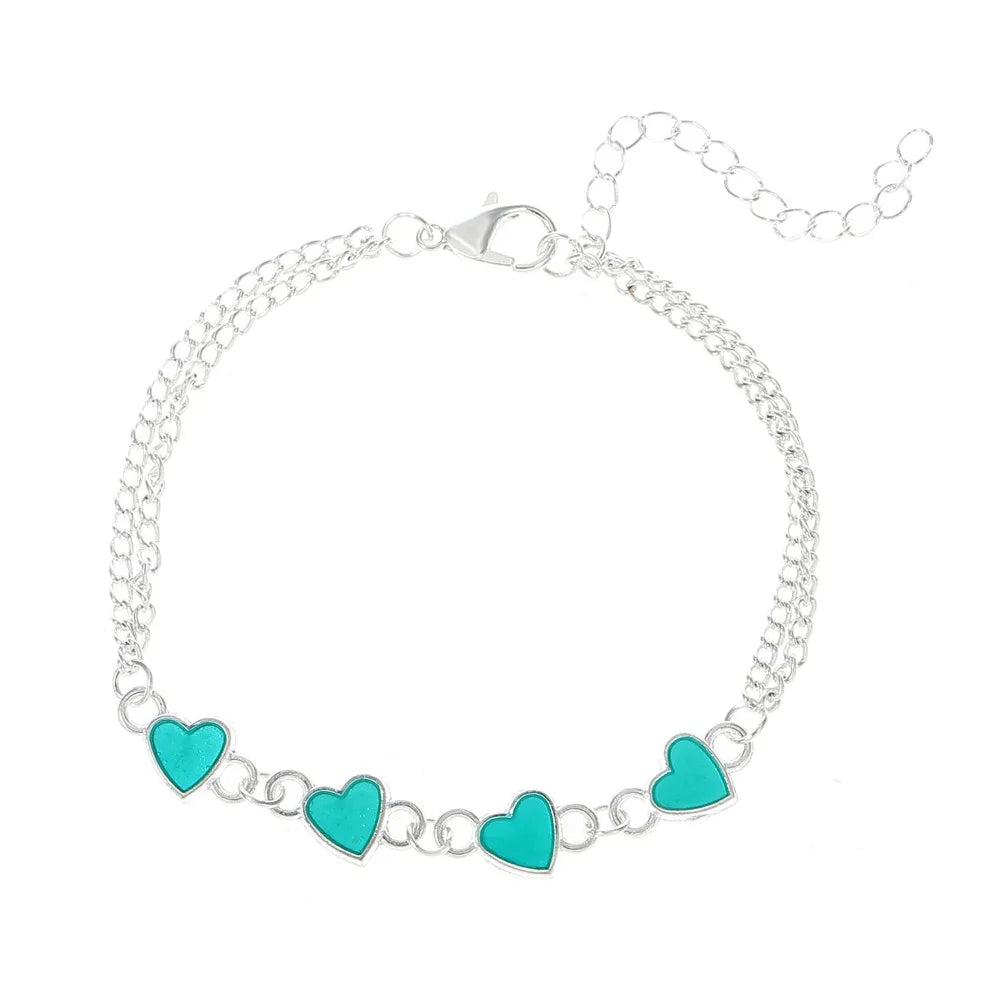 Fashion Star Flower Heart Fluorescent Luminous Glowing Bangle Glow In The Dark Bracelets for Women Men Halloween Gift