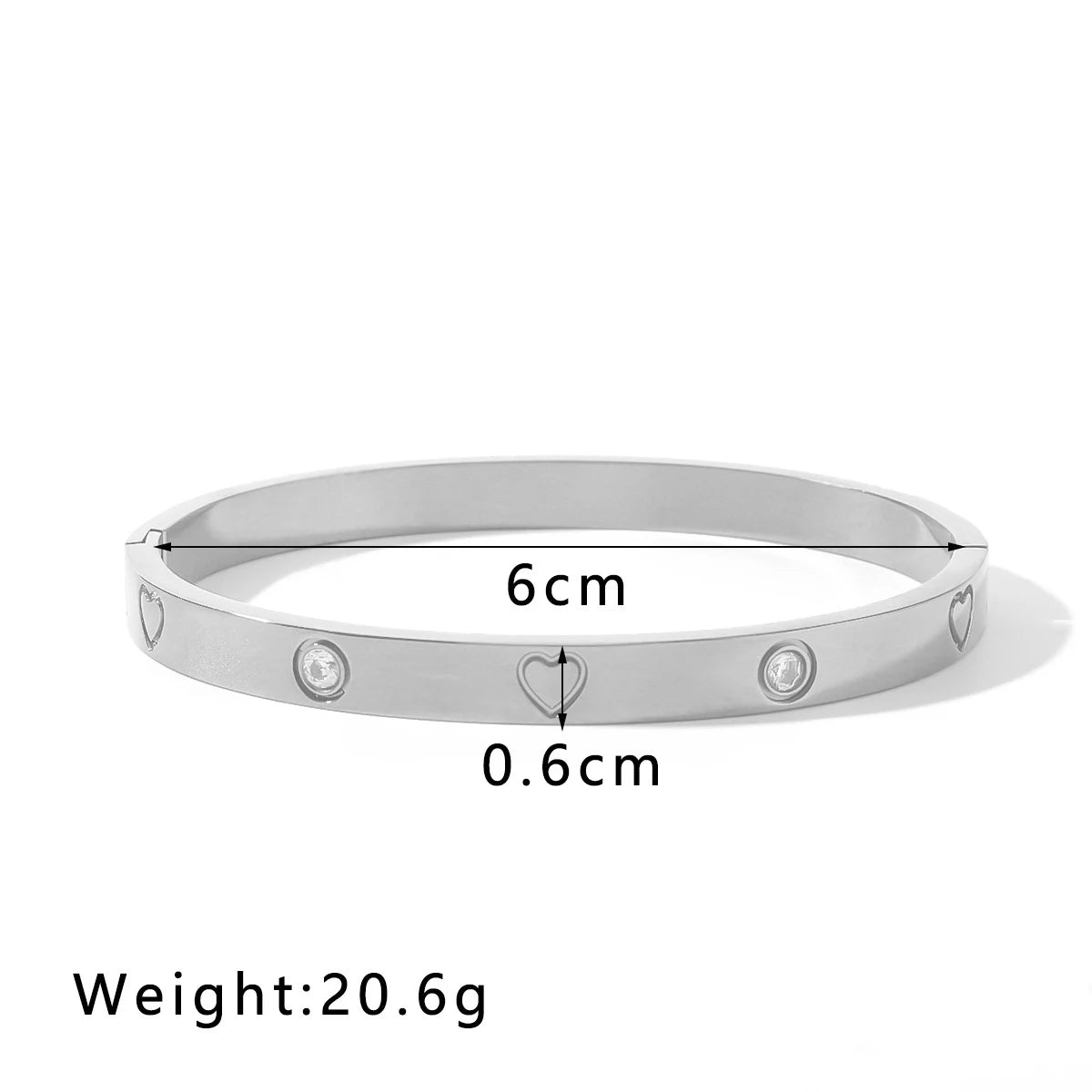Gold Color Stainless Steel Bangle For Women Inlaid Zirconia Love Bracelets