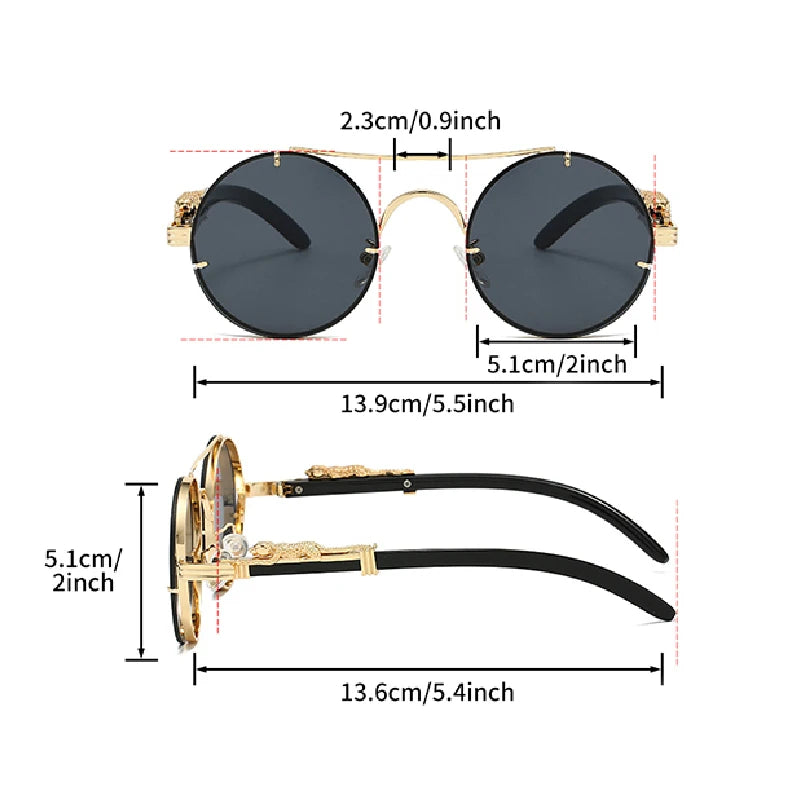 Vintage Round Sunglasses Fashion Double Multicolor