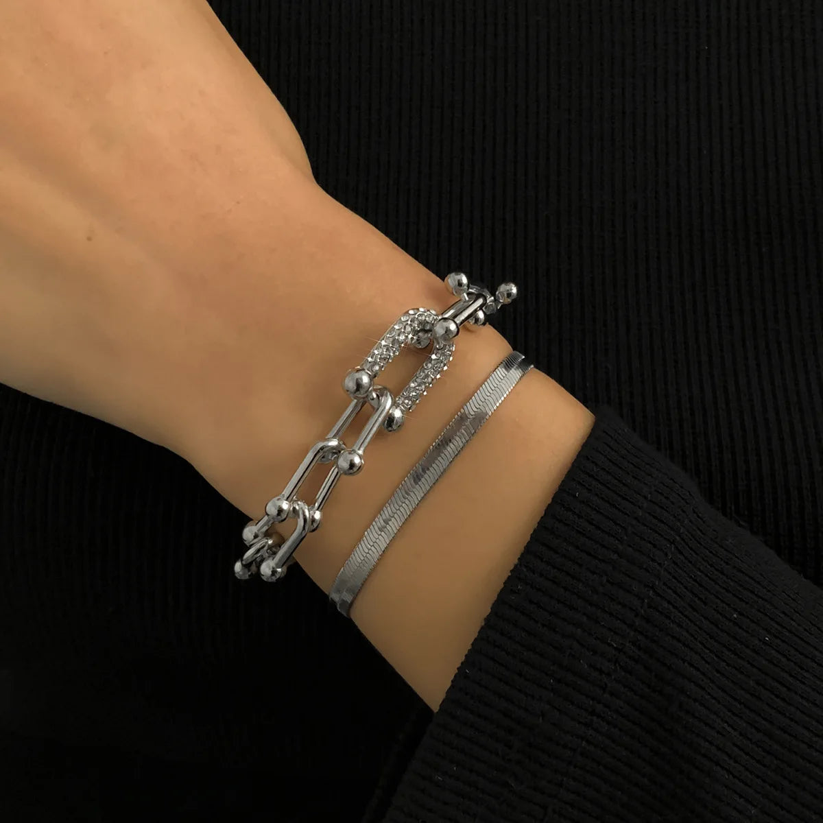 2Pcs/Set Fashion Statement Trendy Bracelet Stacking
