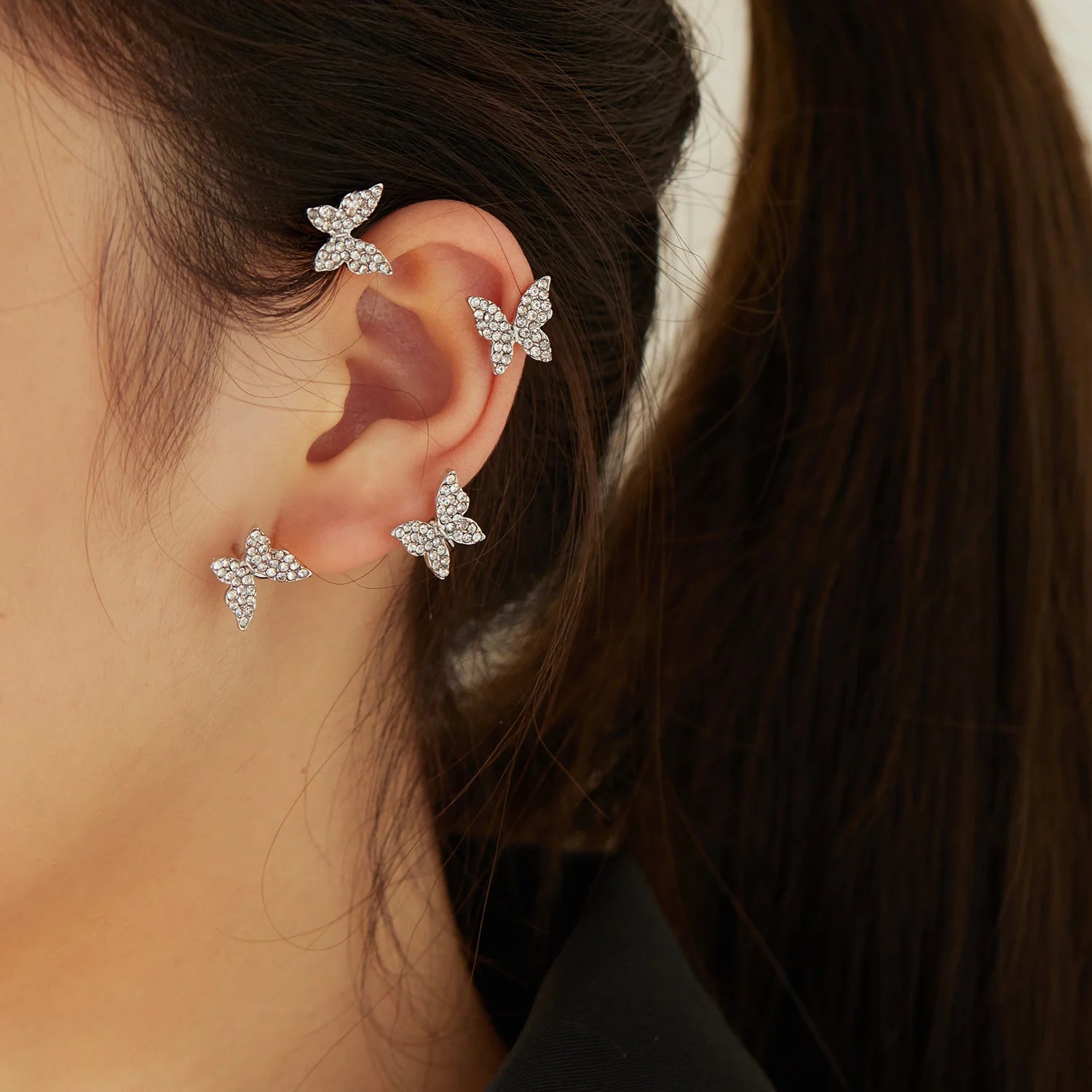 Style Butterfly Ear Clips Without Piercing For Women Sparkling Zircon Ear