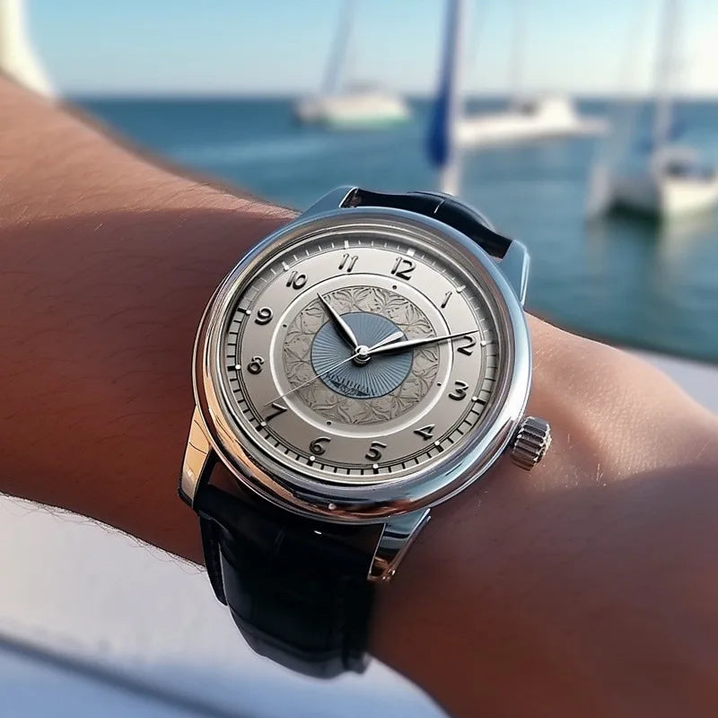 Fashion Men Business Black Leather Waterproof Quartz Watches