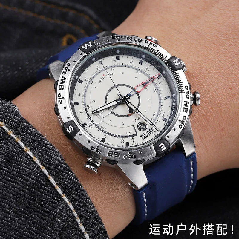 Men's waterproof soft Silicone Rubber Watchband strap with tools Screw pins