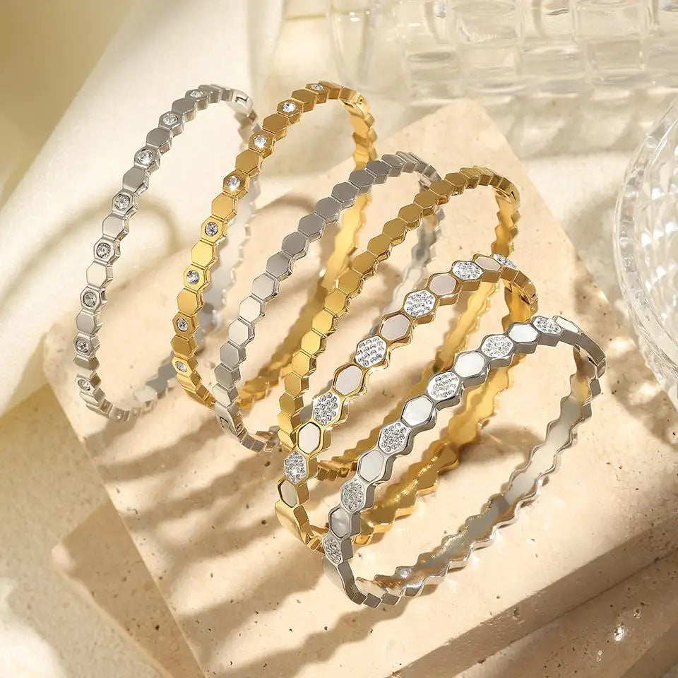 Stainles Steel Open Hexagon Bracelet For Women High-quality
