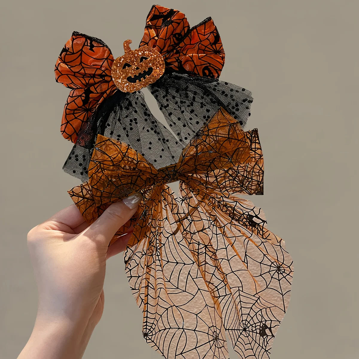 1/2pcspumpkin headed spider, bow tie mesh headband