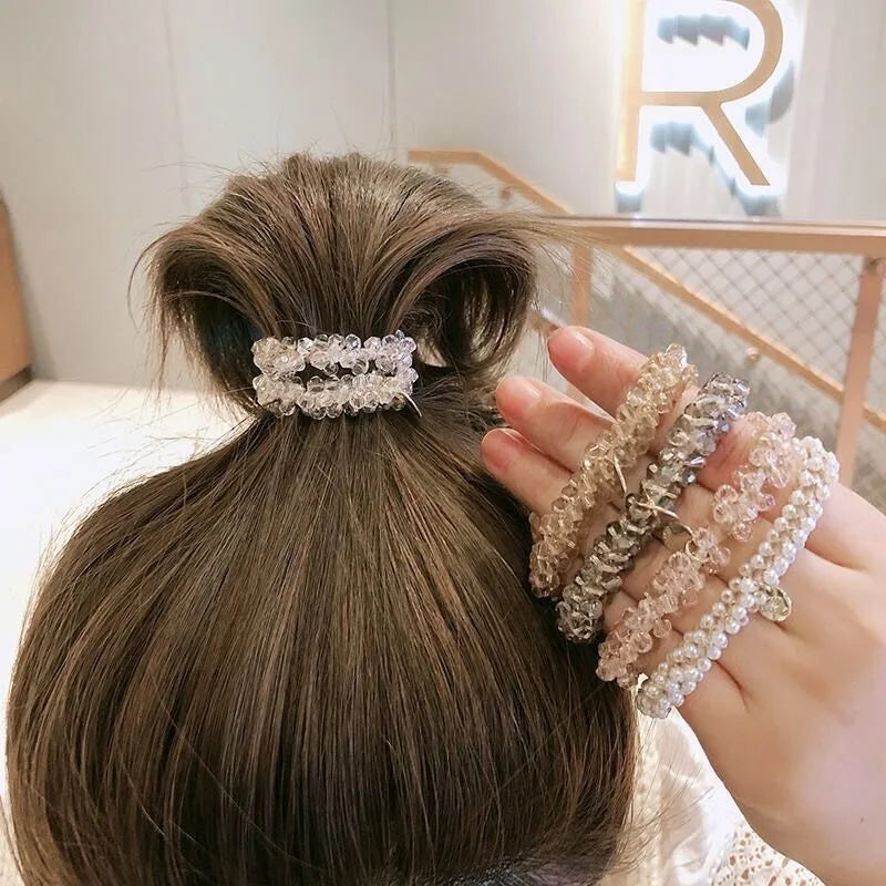 3pcs/set Crystal Pearl Beads Elastic Bands