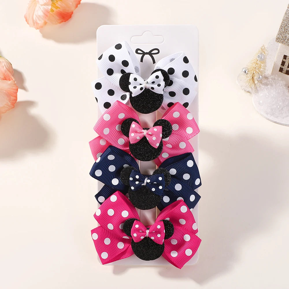4Pcs/lot Baby Girl Lovely Polka Dot Bow Hair Clips