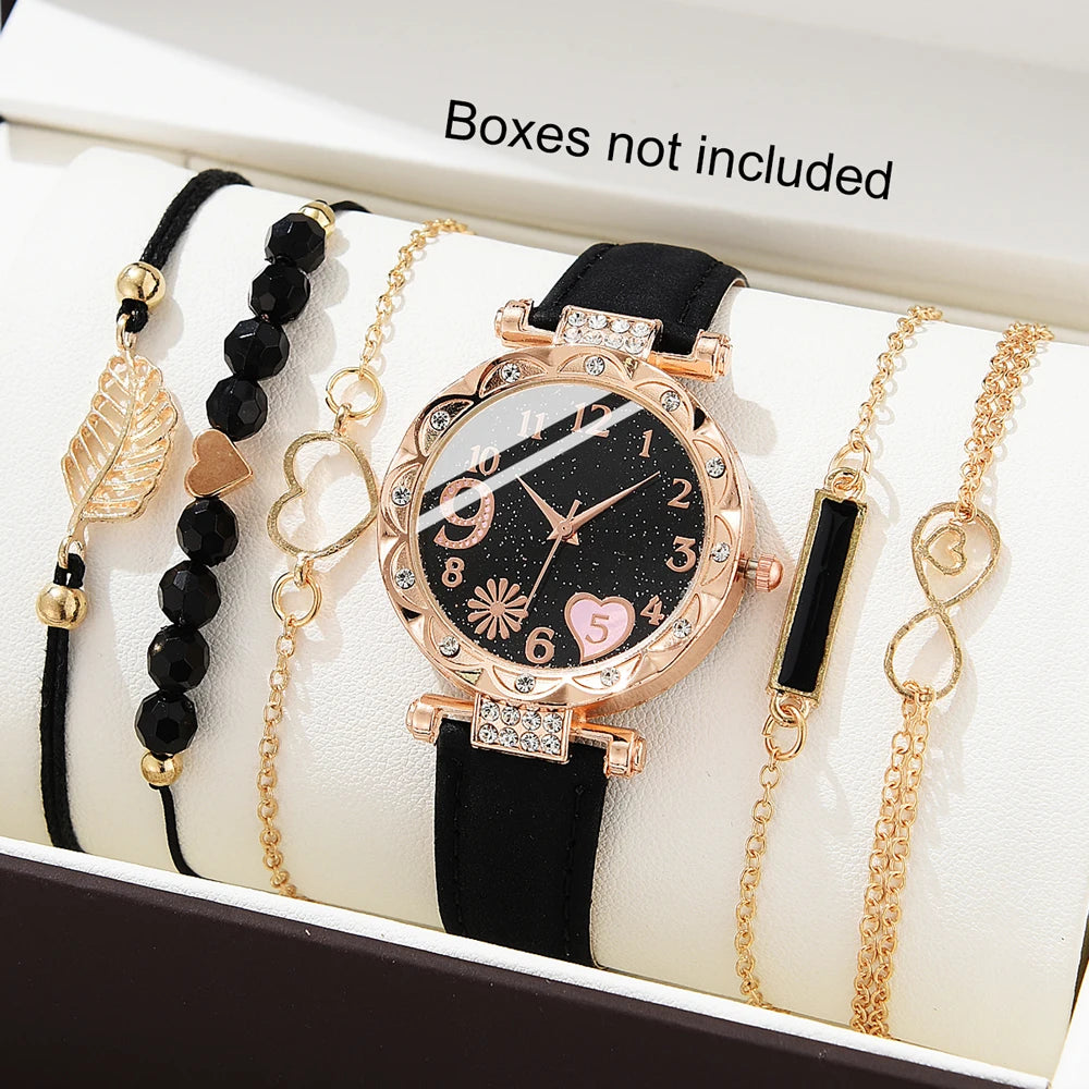 6PCS Set Watch For Women Luxury   Ladies