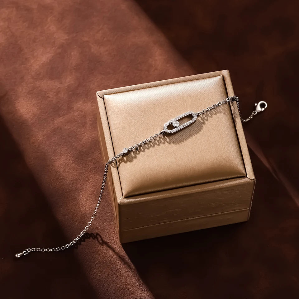 Classic Sliding Single Zircon Square Adjustable Bracelet