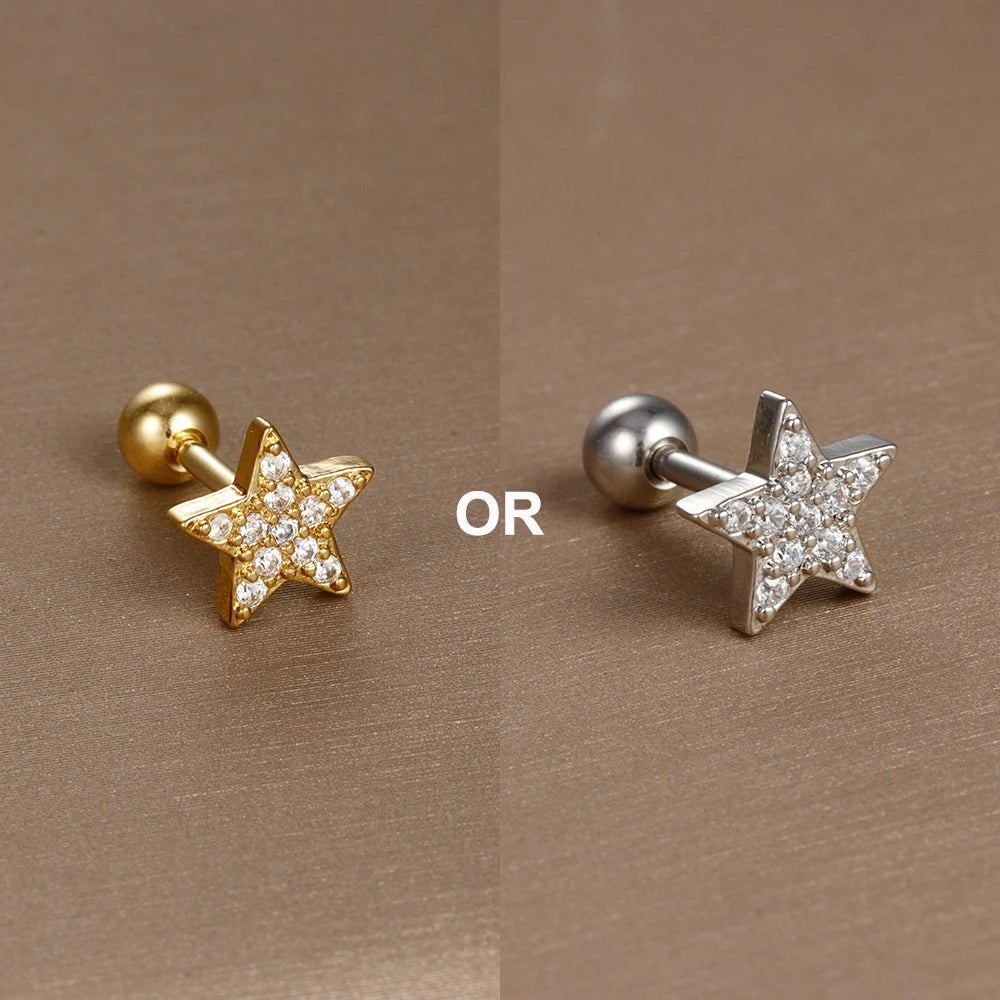 1PC  Stainless Steel Mini Zircon Cartilage Piercing Stud Earring