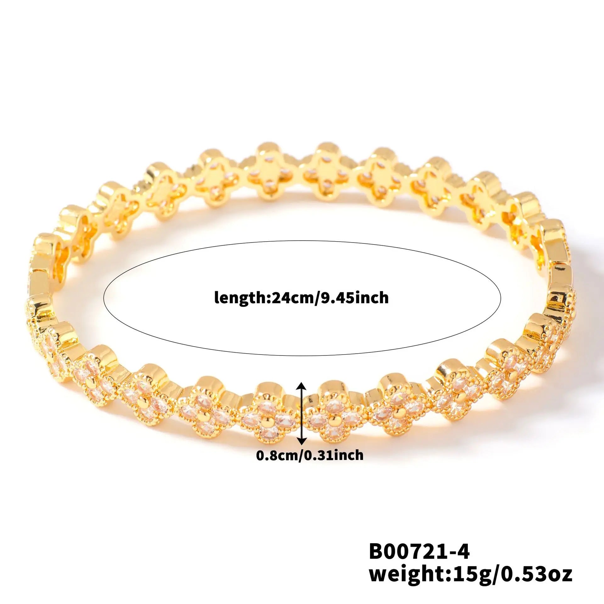 Four-leaf Flower Colorful Zircon Bangle