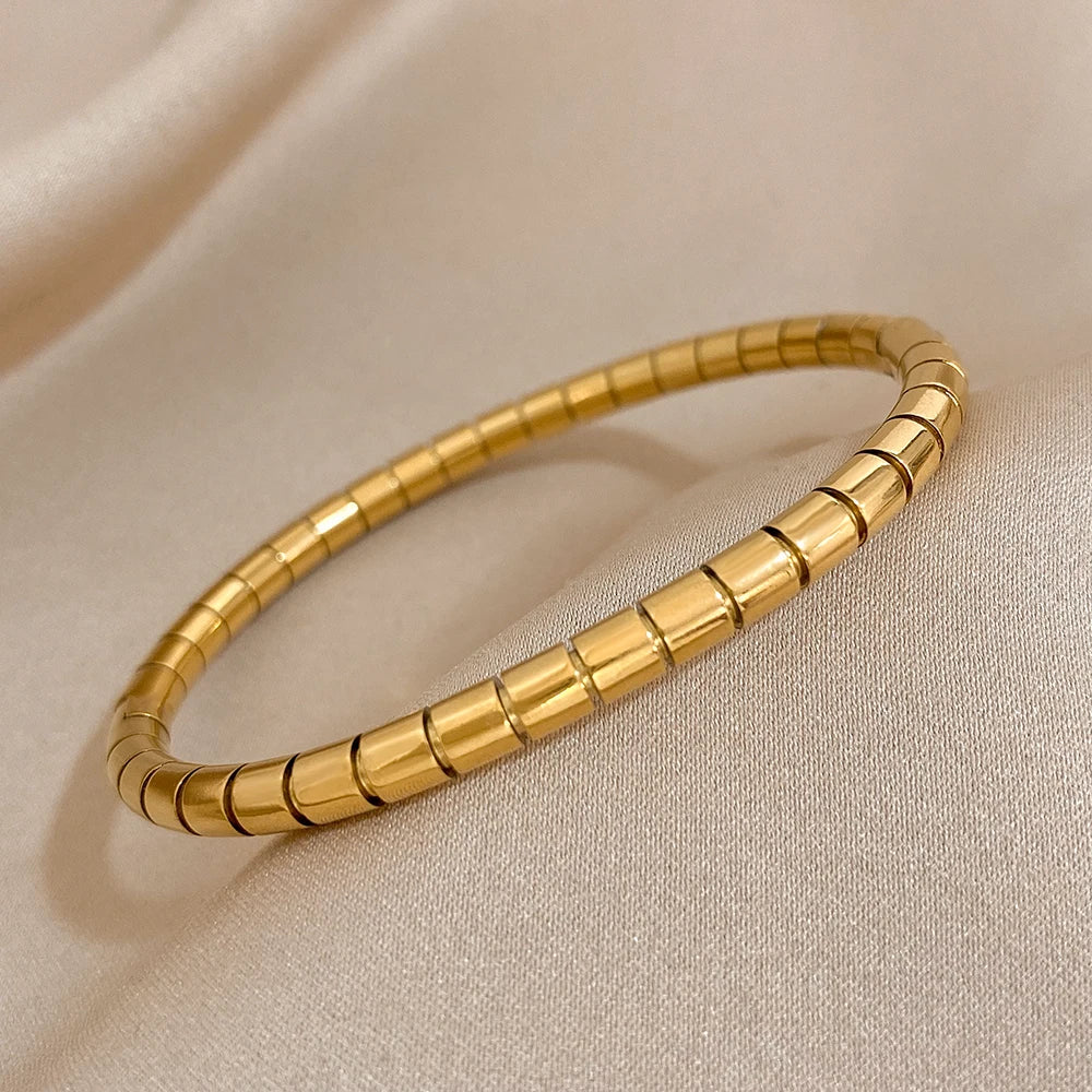 Greatera Trendy Gold Plated 316L Stainless Steel Bangles Bracelets for Women Delicate Cubic Zirconia Bracelet Party Jewelry 2024