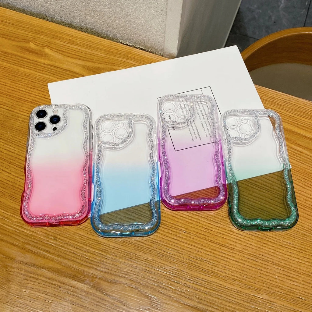 Cute Wave Glitter Border Soft Silicone Phone Case