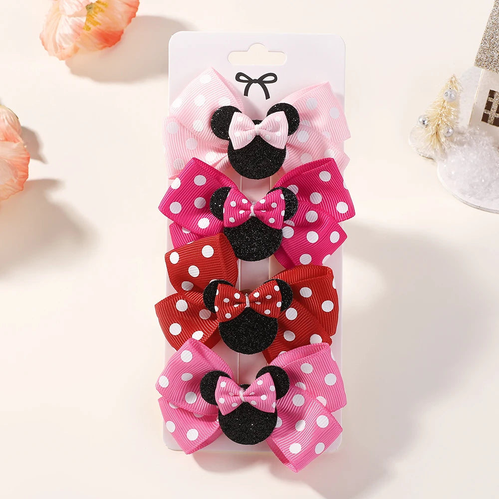 4Pcs/lot Baby Girl Lovely Polka Dot Bow Hair Clips