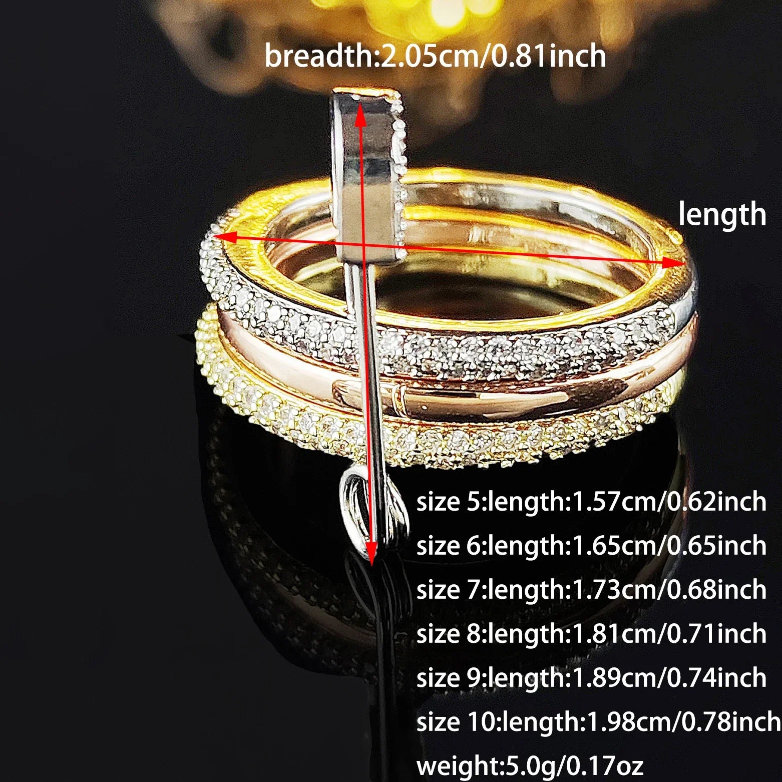 Fashion Pin Connection Three Layers Designer Fashion Ring for Women
