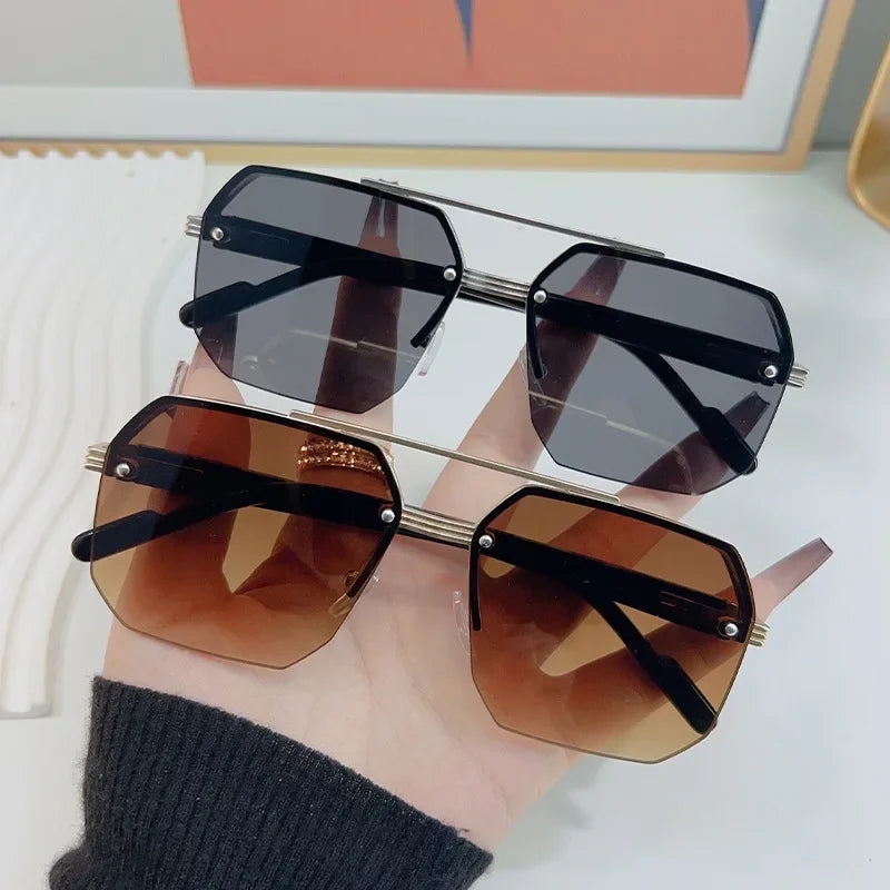 Men's Metal Sunglasses Square Half Frame