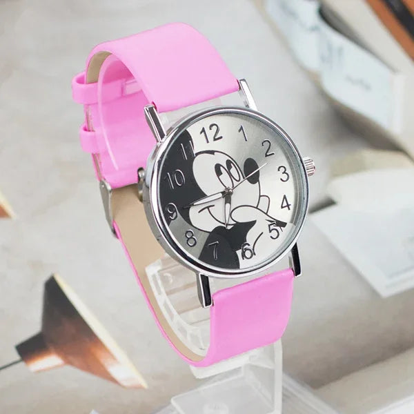 Disney Mickey Children's Watches For Kids Leather Strap Ladies
