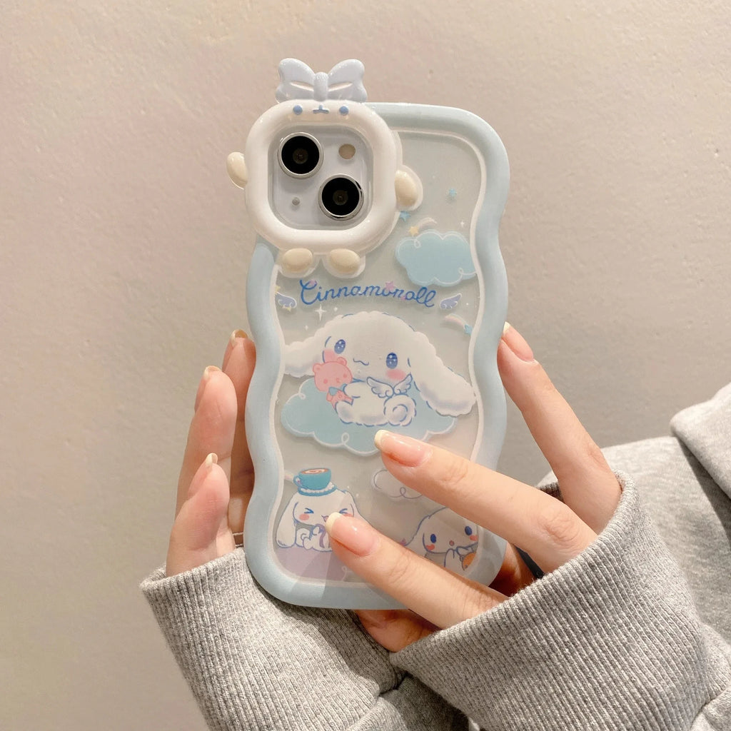 Kawaii Sanrio Cinnamoroll Phone Case For iPhone 16 15 14 13 12 Shell 11 Pro Max XR XS MAX X 7 8 Back Cover Y2k Girl Gift Coque