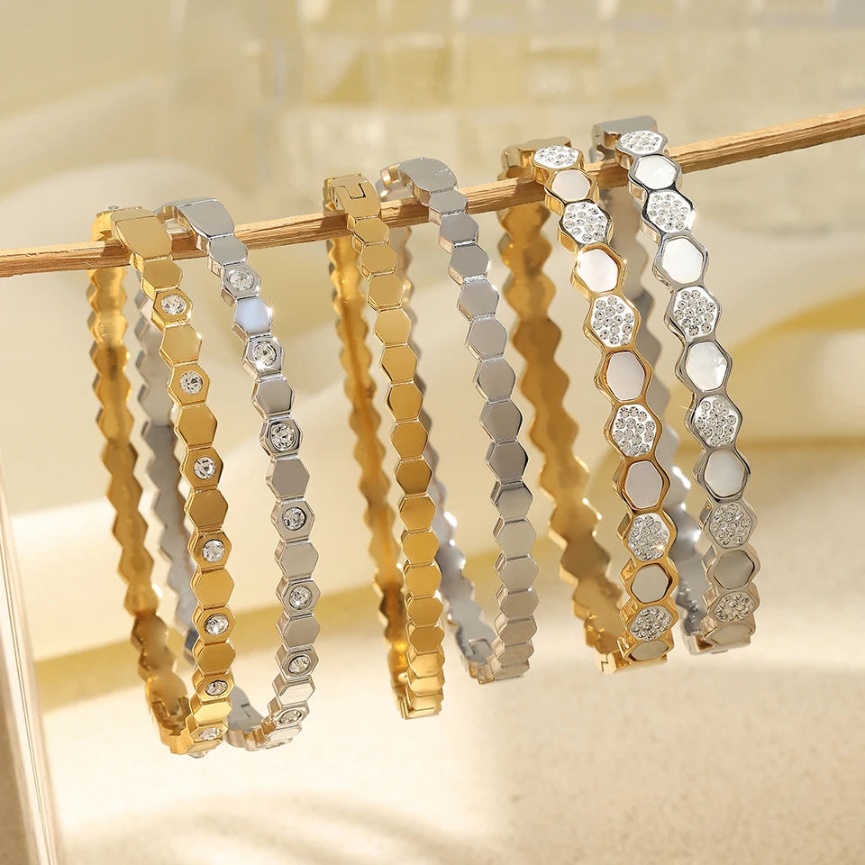 Stainles Steel Open Hexagon Bracelet For Women High-quality
