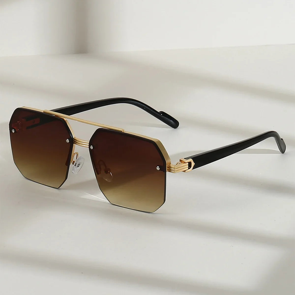 Men's Metal Sunglasses Square Half Frame