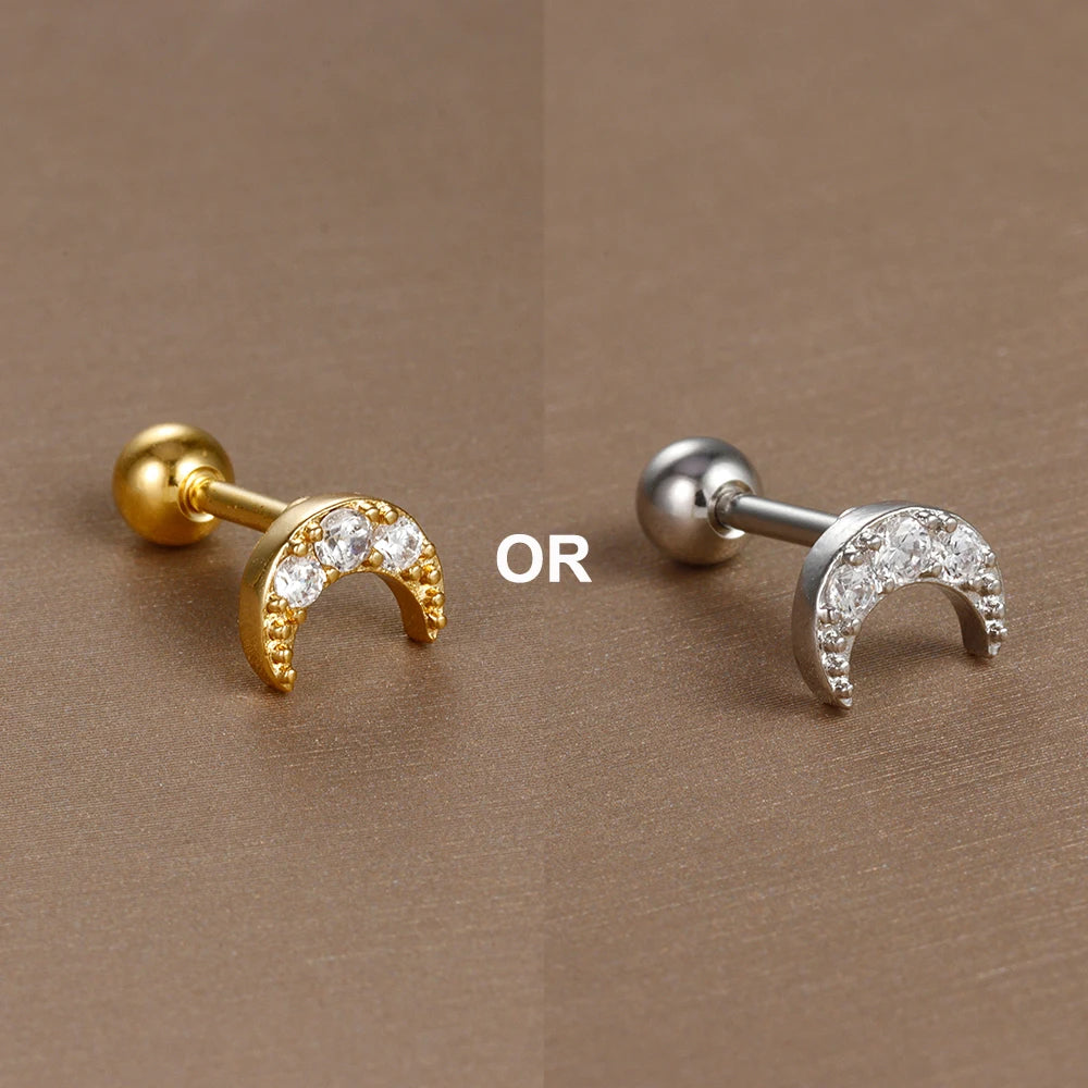 1PC  Stainless Steel Mini Zircon Cartilage Piercing Stud Earring