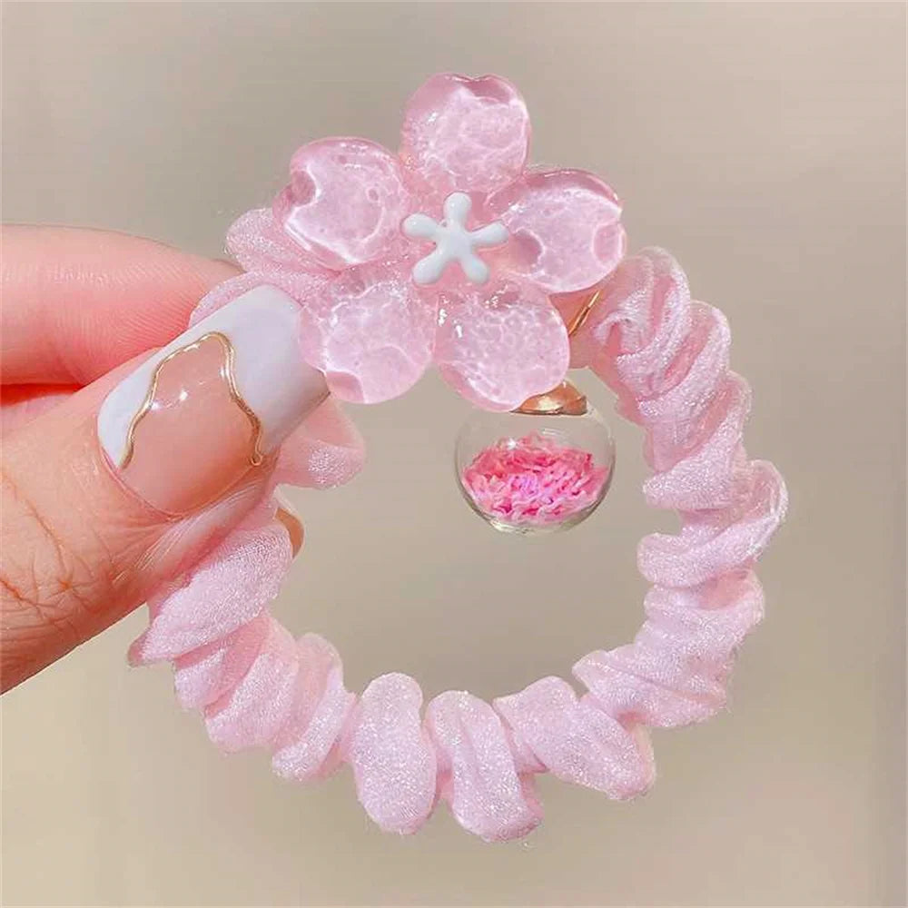 Cute Jelly Color Flower Hair Rope For Kids