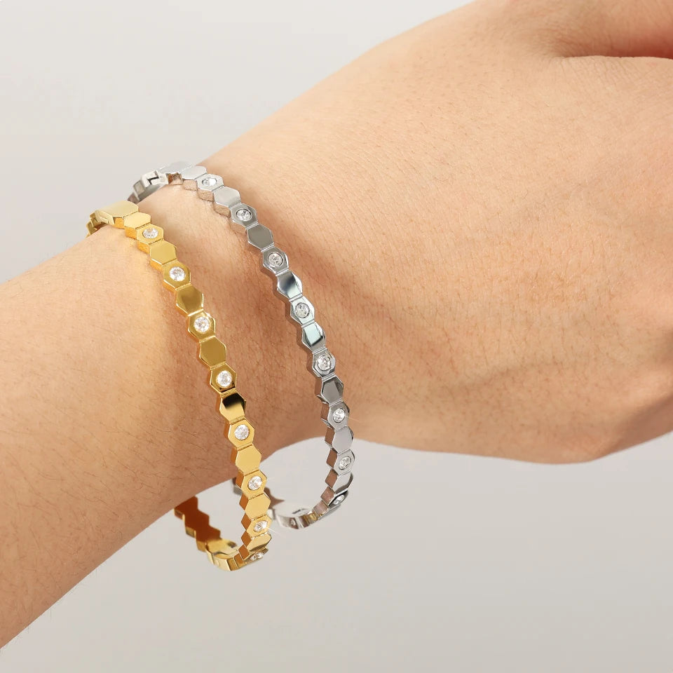 Stainles Steel Open Hexagon Bracelet For Women High-quality