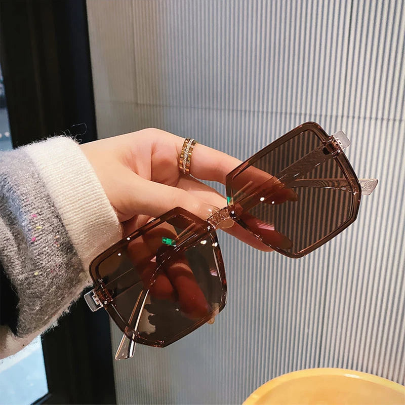 Big Frame Vintage Sunglasses Women Men Brand Square Sun Glasses