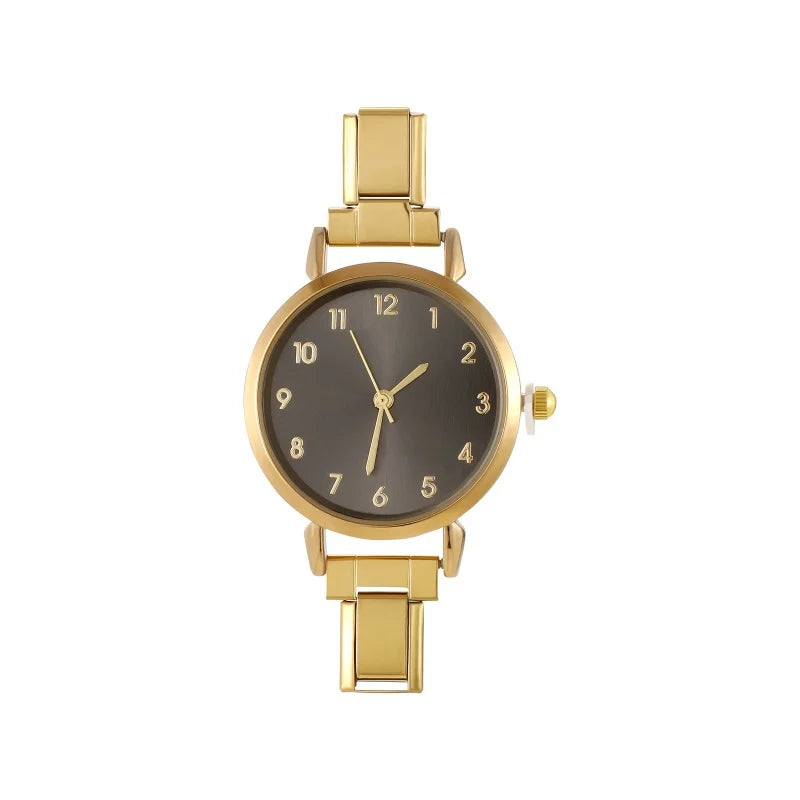 Men Women's Stainless Steel Round Simple Watch
