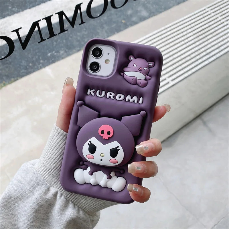 3D Cartoon i Telescopic Bracket Phone Case