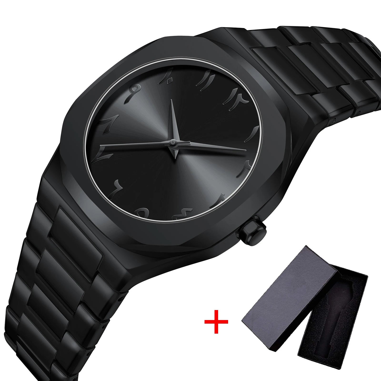 Modern minimalist personality creative all-black men's watch Arabic digital sports